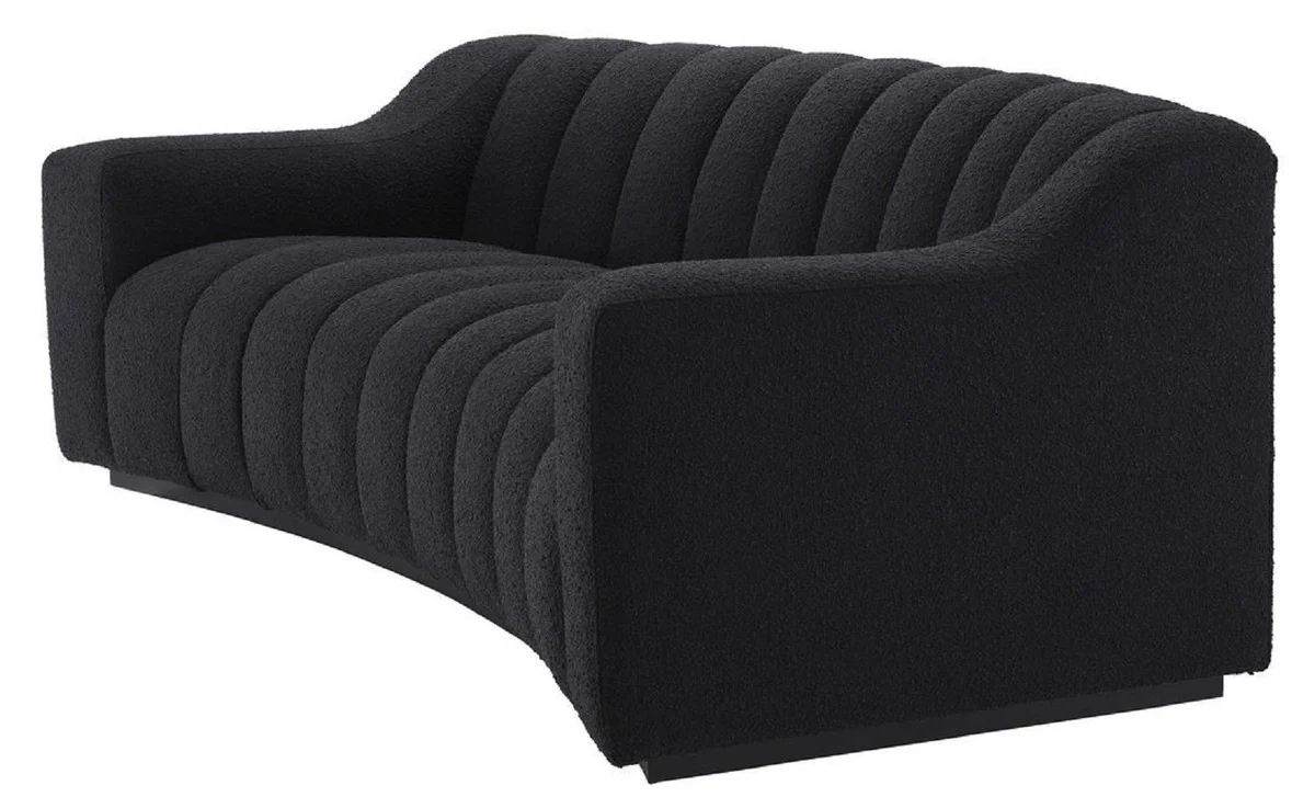 Casa Padrino sof¨¢ de lujo negro 234 x 96 x A. 76,5 cm - Sof¨¢ de sal¨®n ligeramente curvado - Sof¨¢ de Hotel - Calidad de Lujo