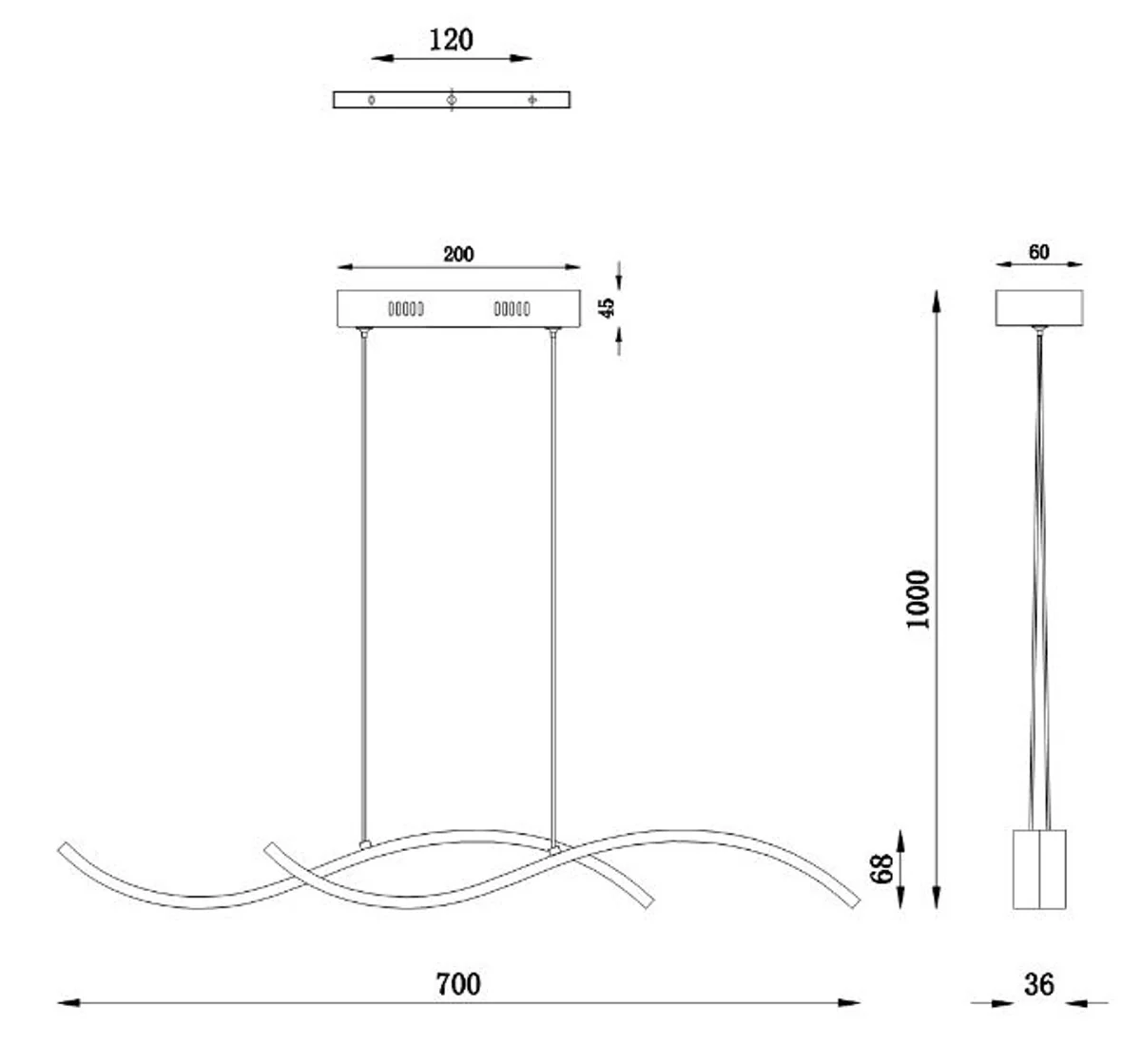 Casa Padrino Living Room LED Pendant Lamp Silver 70 x H. 6.8 cm - Designer Furniture