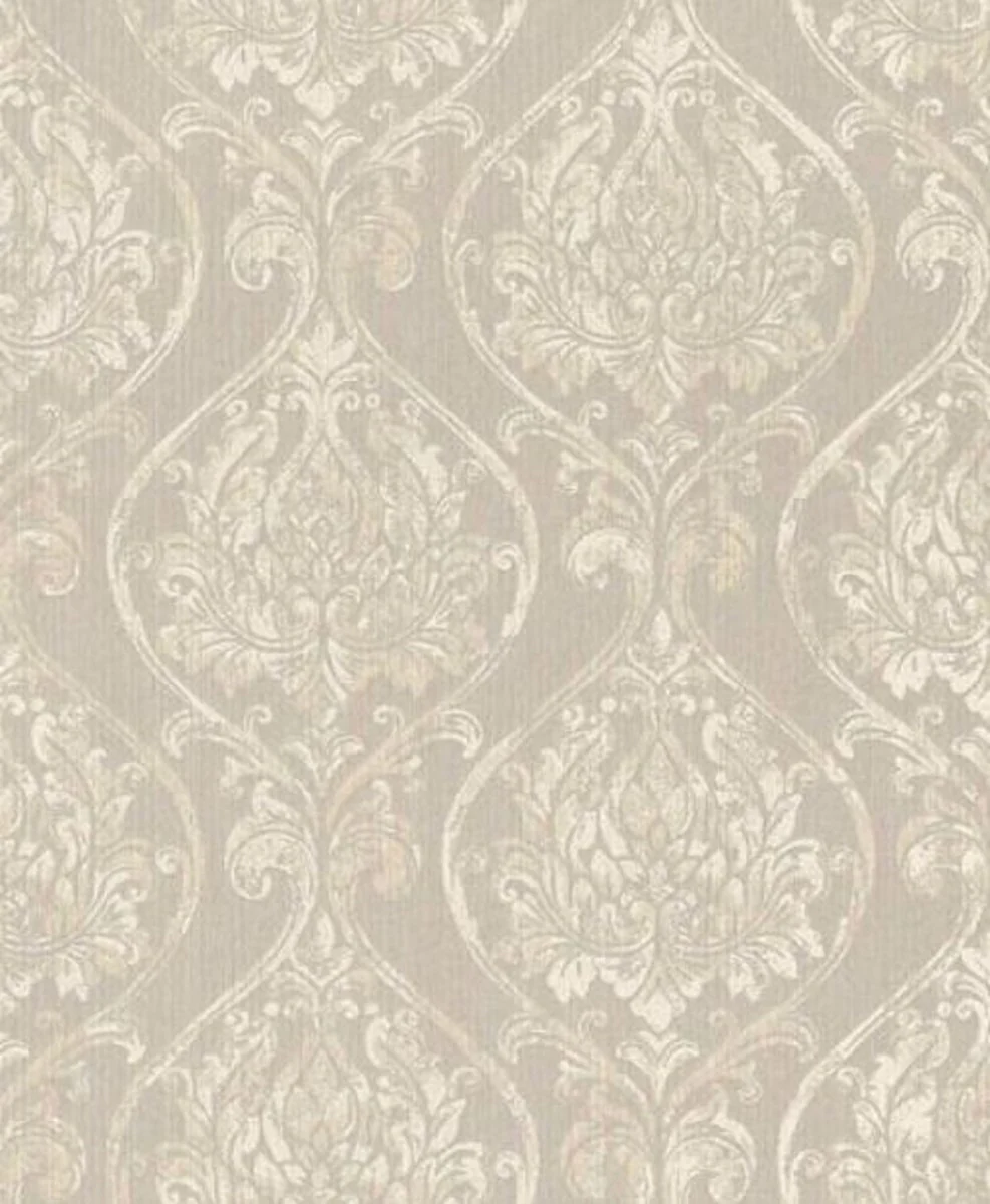 Casa Padrino papel tapiz de sala de estar barroco crema / gris 10,05 x 0,53 m - Papel Pintado Textil de Alta Calidad en Estilo Barroco