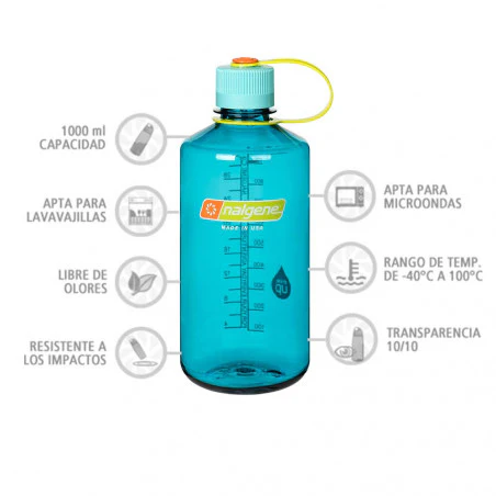 Nalgene Boca Estrecha azul cerúleo 1 Litro – Botella cantimplora