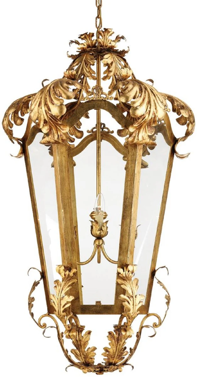 Casa Padrino lámpara colgante de salón barroco de lujo oro Ø 62 x A. 115 cm - Farol de metal hecho a mano - Calidad de Lujo - Hecho en Italia - Noble y Magnífica