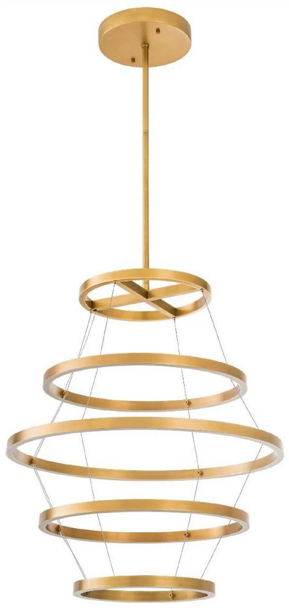 Casa Padrino araña de luces LED de lujo latón antiguo Ø 80 x A. 80 cm - Araña de luces redonda moderna - Colección de Lujo