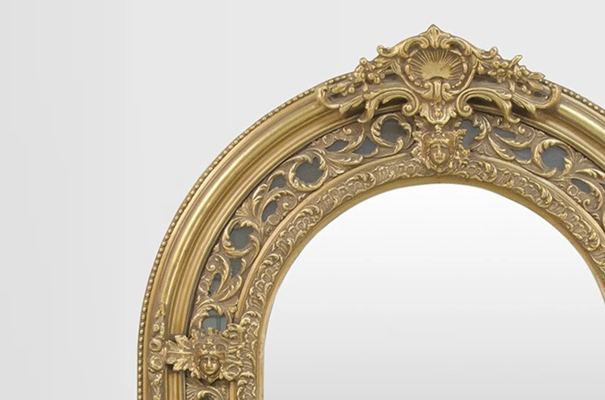 Large sumptuous baroque mirror half round gold 185 x 110 cm
