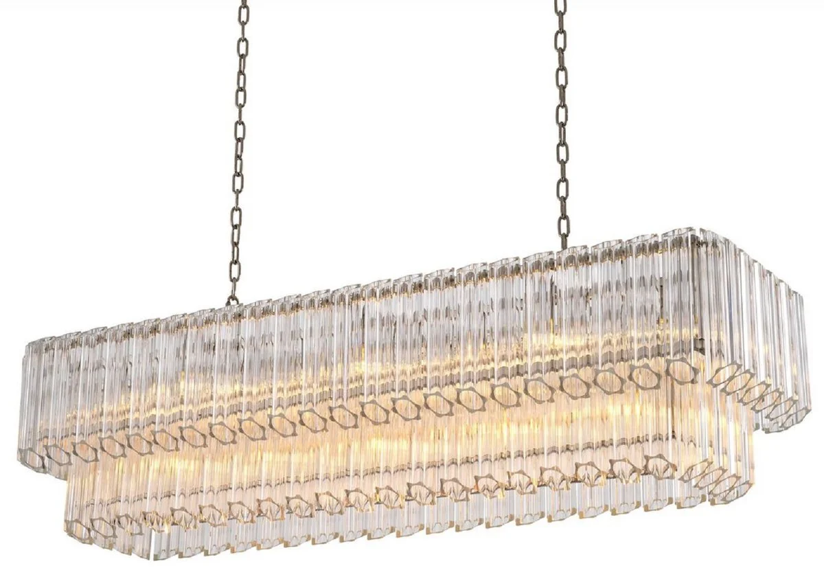 Casa Padrino araña de luces de lujo plata 148 x 47 x A. 44 cm - Lámpara de araña de hotel y restaurante de lujo - Calidad de Lujo