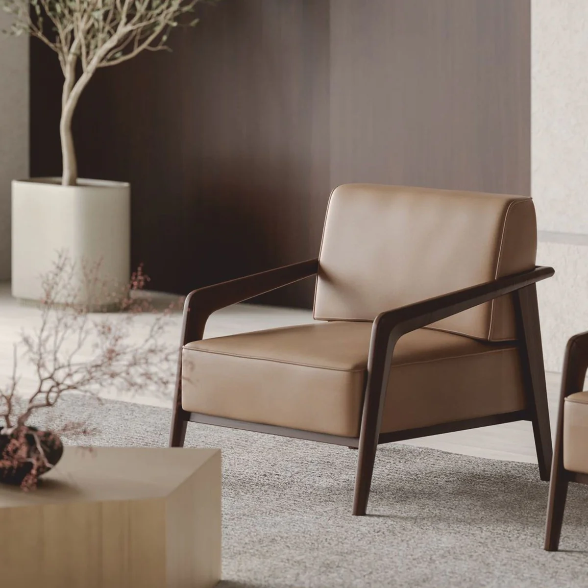 Casa Padrino sill¨®n de sal¨®n y hotel de lujo de cuero artificial marr¨®n / marr¨®n oscuro - Muebles de lujo