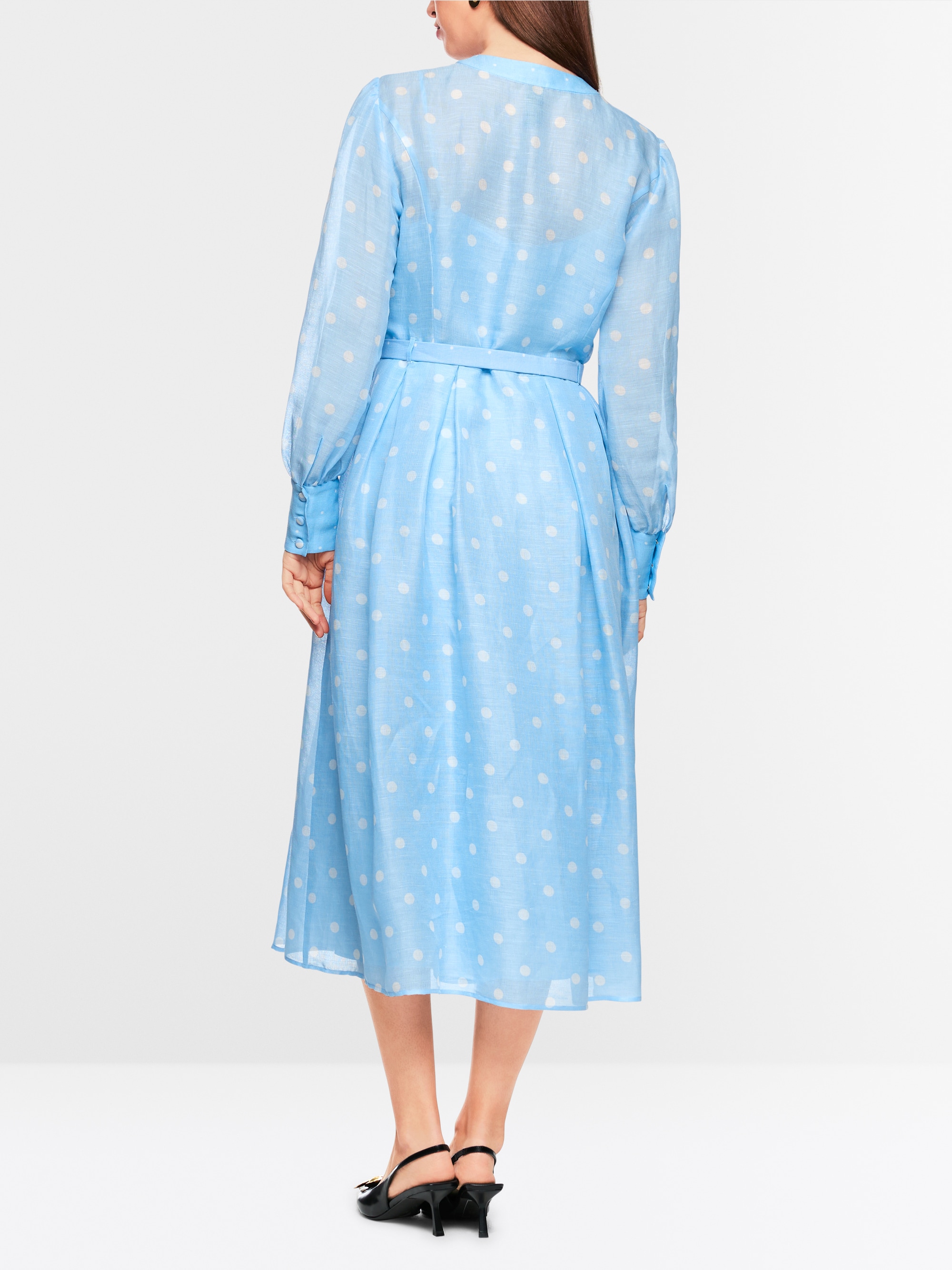 Marc-Cain Long silk and linen polka dot dress