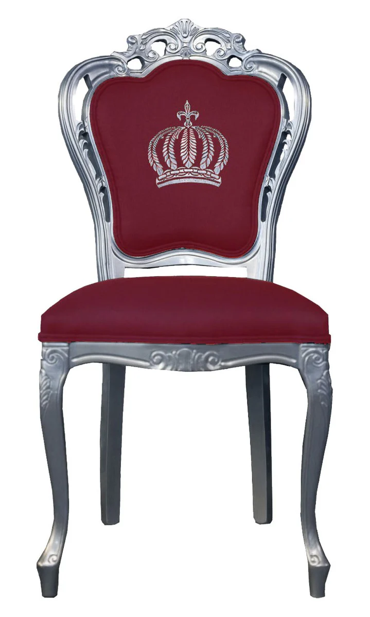 Pomp??s by Casa Padrino luxury baroque dining chair burgundy / silver - Pomp??s baroque chair designed by Harald Gl??ckler