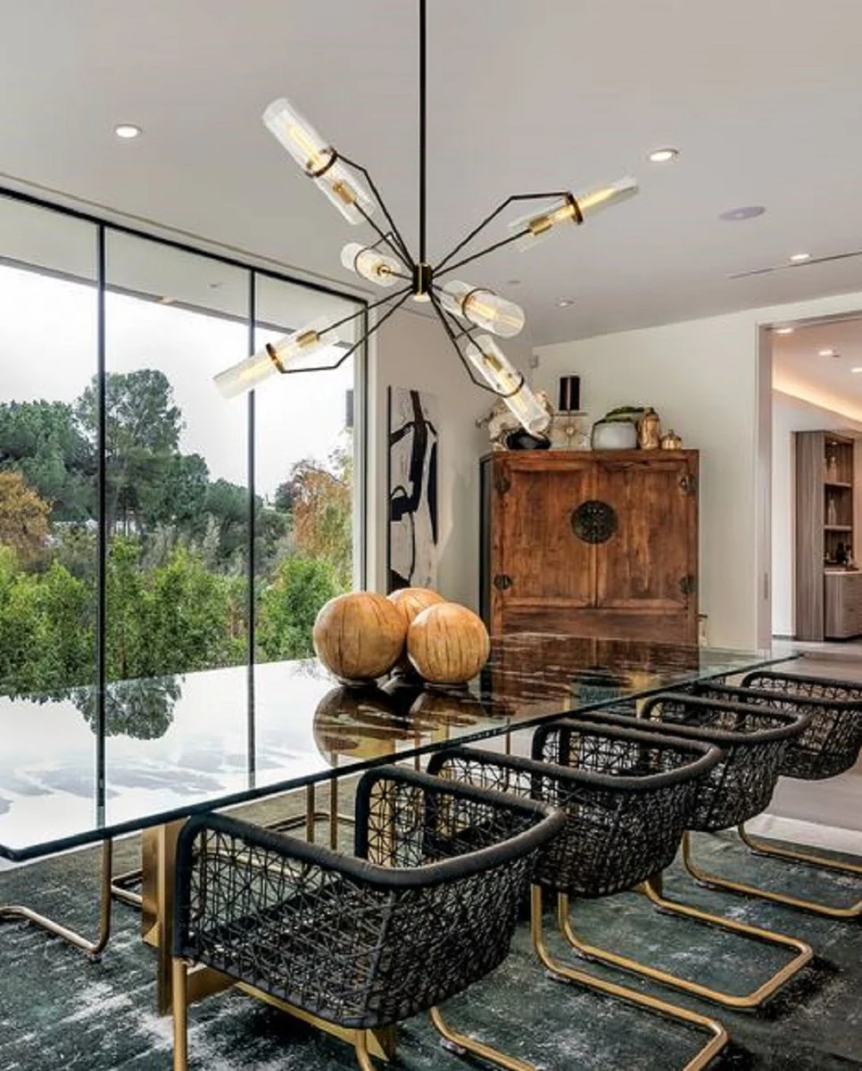 Casa Padrino araña de lujo bronce / latón Ø 127 x H. 69,2 cm - Araña de Salón de Diseño - Calidad de Lujo