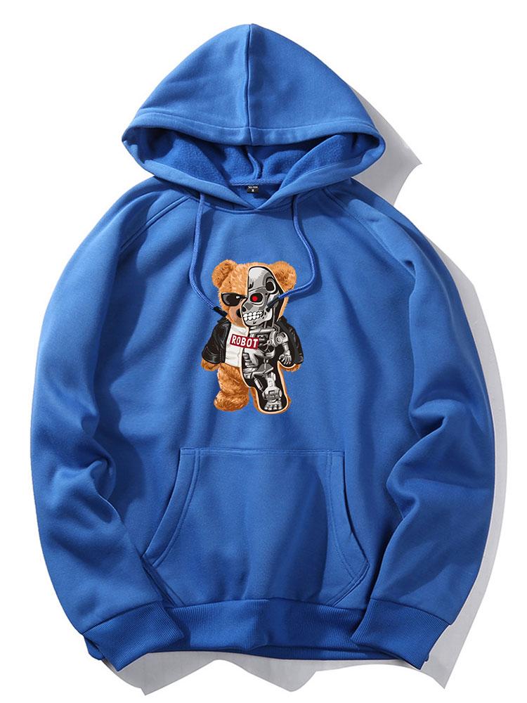 Robotic Bear Print Hoodie