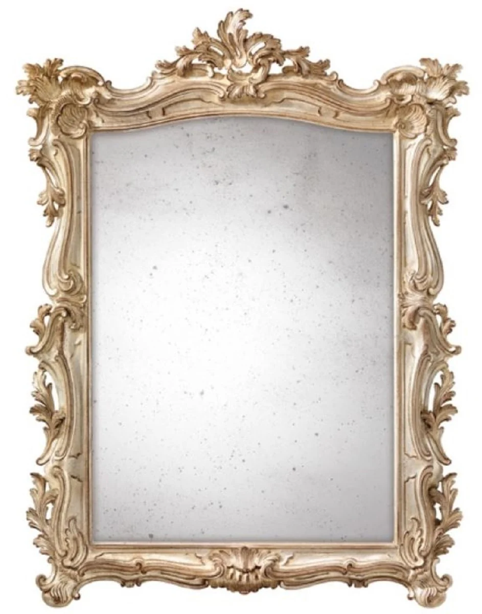 Casa Padrino espejo barroco de lujo crema blanco / marr¨®n - Magn¨ªfico espejo de pared de estilo barroco italiano con cristal de espejo antiguo - Muebles barrocos hechos a mano - Hecho en Italia