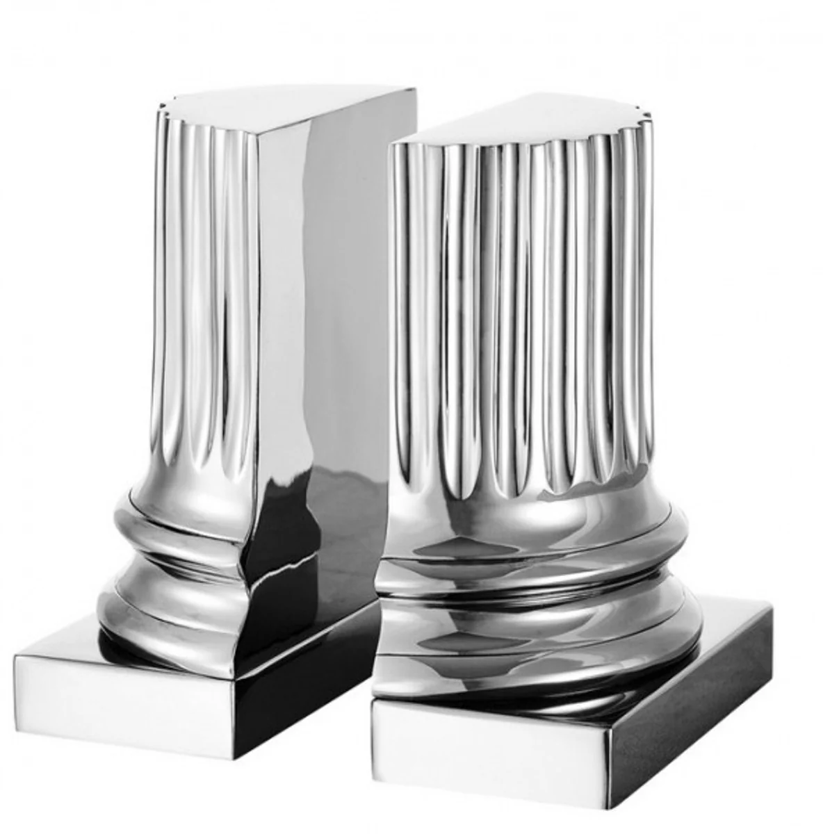 Casa Padrino luxury Bookend Set columns Nickel Finish - Bookend - Book End Bookends
