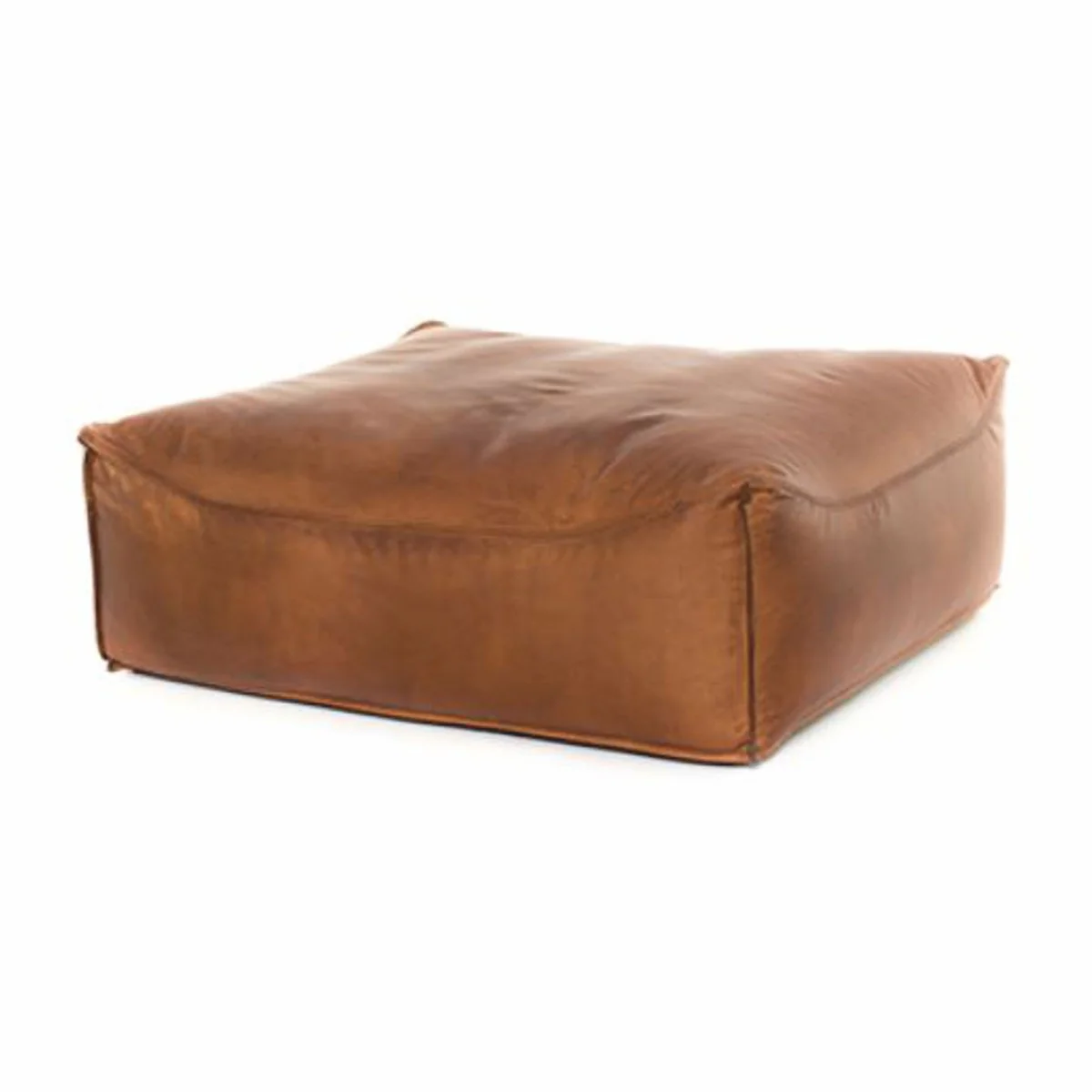 Casa Padrino taburete de lujo de cuero genuino marr¨®n claro 107 x 107 x A. 43 cm - Muebles de cuero