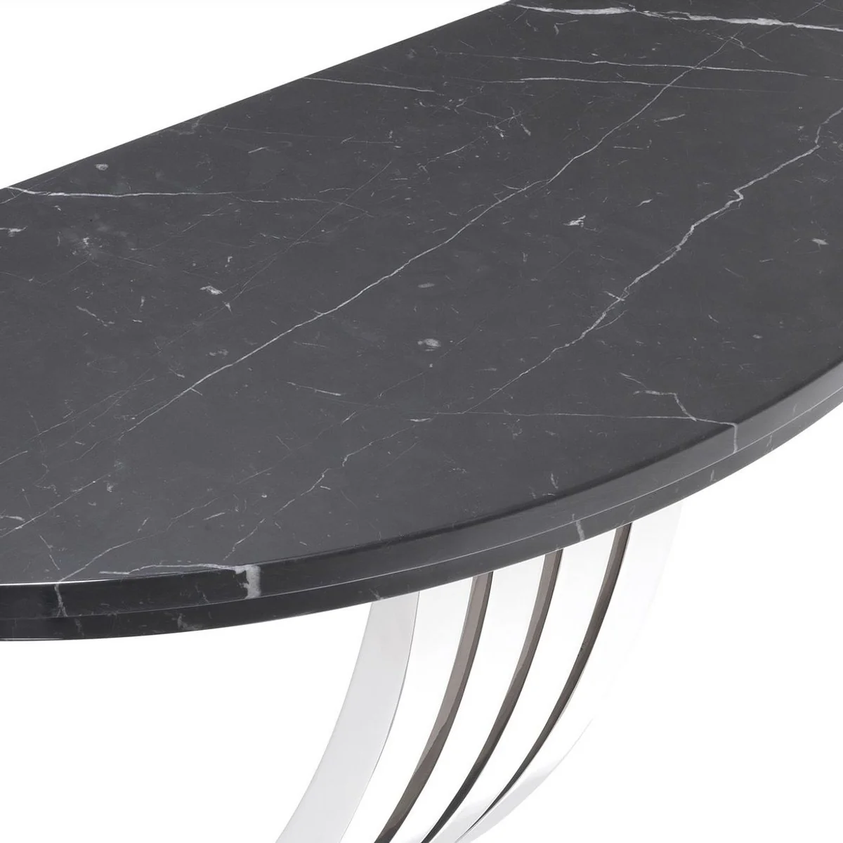 Casa Padrino consola de dise?o negro / plata 99 x 35 x A. 77,5 cm - Consola de m¨¢rmol con estructura de acero inoxidable - Muebles de Dise?o - Calidad de Lujo