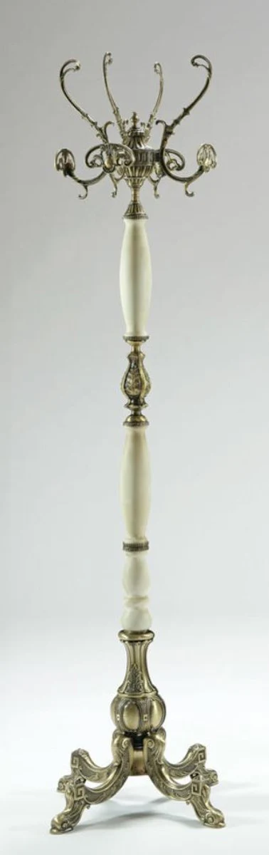 Casa Padrino perchero barroco de lujo bronce / blanco 45 x 45 x A. 170 cm - Perchero de lat¨®n noble - Perchero de Hotel Barroco