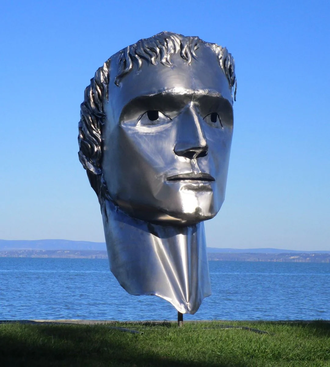 Casa Padrino escultura decorativa de jard¨ªn de acero inoxidable XXL cabeza plata A. 213 cm