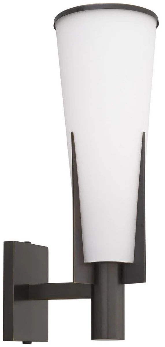 Casa Padrino lámpara de pared de lujo bronce / blanco 13 x 19 x A. 40,5 cm - Elegante aplique de metal con pantalla de vidrio - Lámparas de Lujo