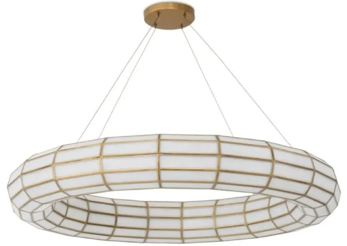 Casa Padrino l¨¢mpara de ara?a de lujo lat¨®n antiguo / blanco ? 118 x A. 18 cm