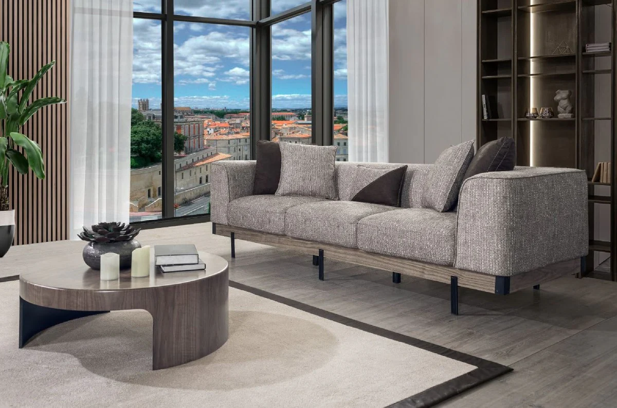 Casa Padrino sof¨¢ 4 plazas de lujo gris / marr¨®n / negro 270 x 96 x A. 75 cm - Sof¨¢ de sal¨®n - Sof¨¢ de hotel - Muebles de sal¨®n - Muebles de hotel - Muebles de lujo - Interiores de lujo