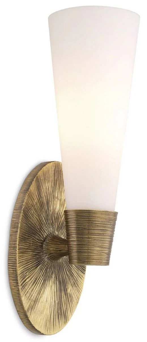 Casa Padrino lámpara de pared de lujo latón vintage / blanco 12 x 15,5 x A. 41 cm - Aplique para Hotel y Restaurante - Colección de Lujo