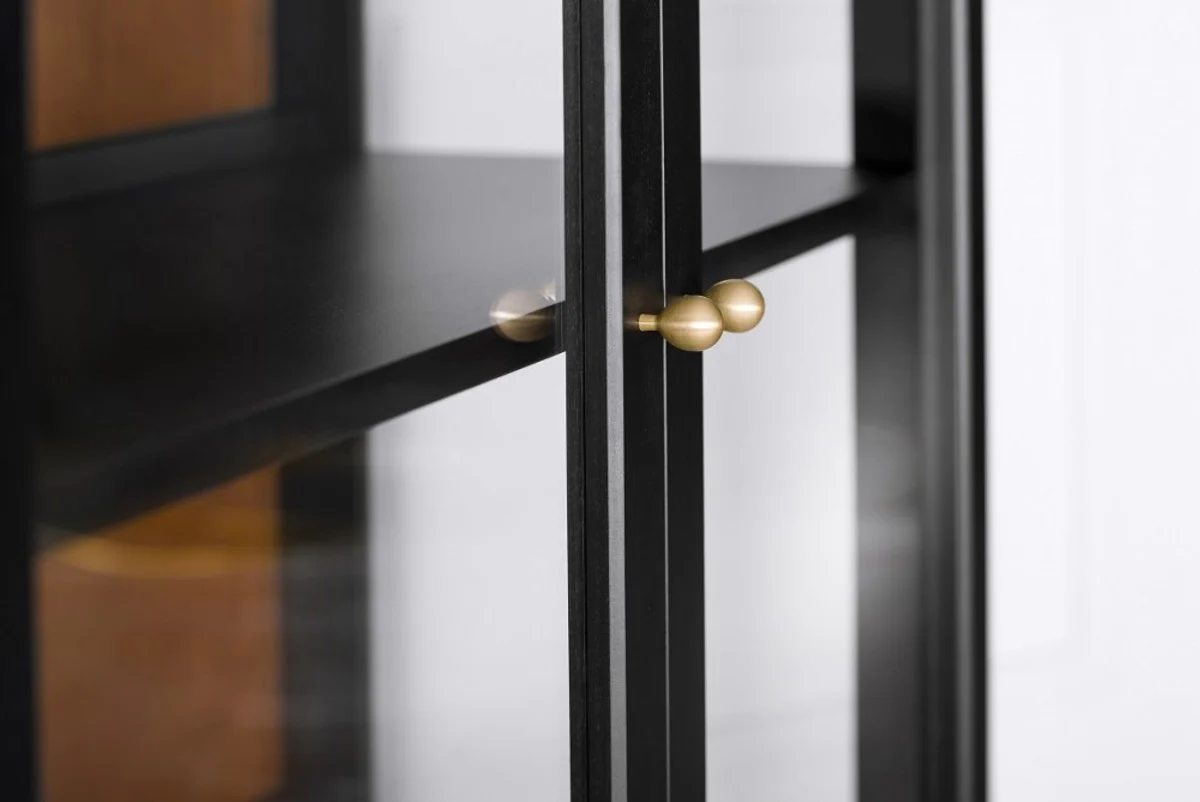 Casa Padrino vitrina lujosa de vidrio negro / lat¨®n dorado 200 x 90 cm - vitrina boutique de lujo - neocl¨¢sico