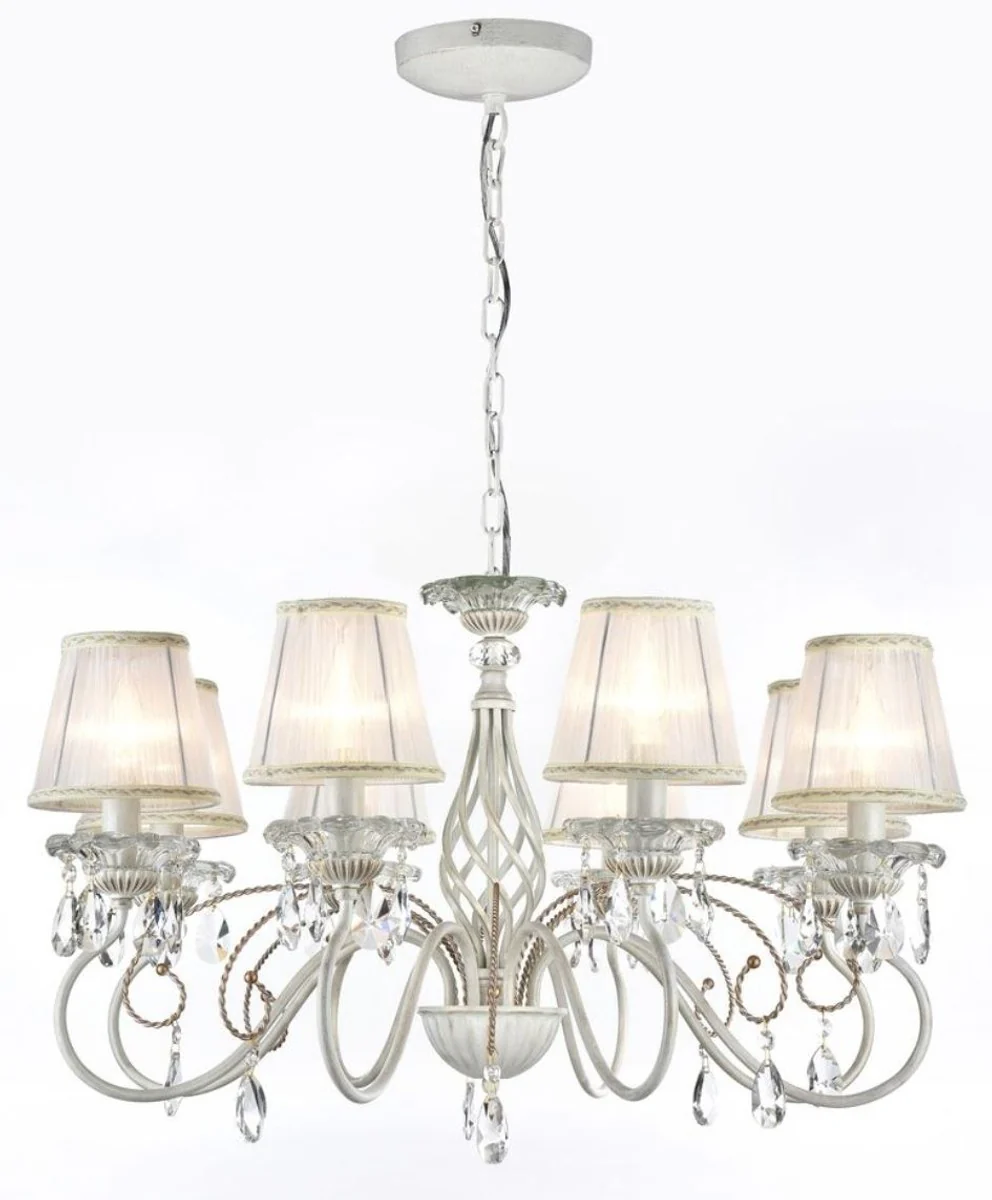 Casa Padrino Baroque Crystal Chandelier White / Gold Ø 78 x H. 45 cm - Baroque Style Chandelier
