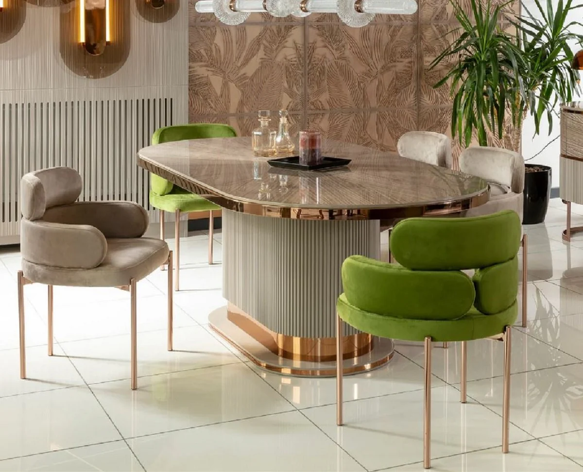 Casa Padrino Conjunto de Comedor de Lujo Gris / Verde / Cobre