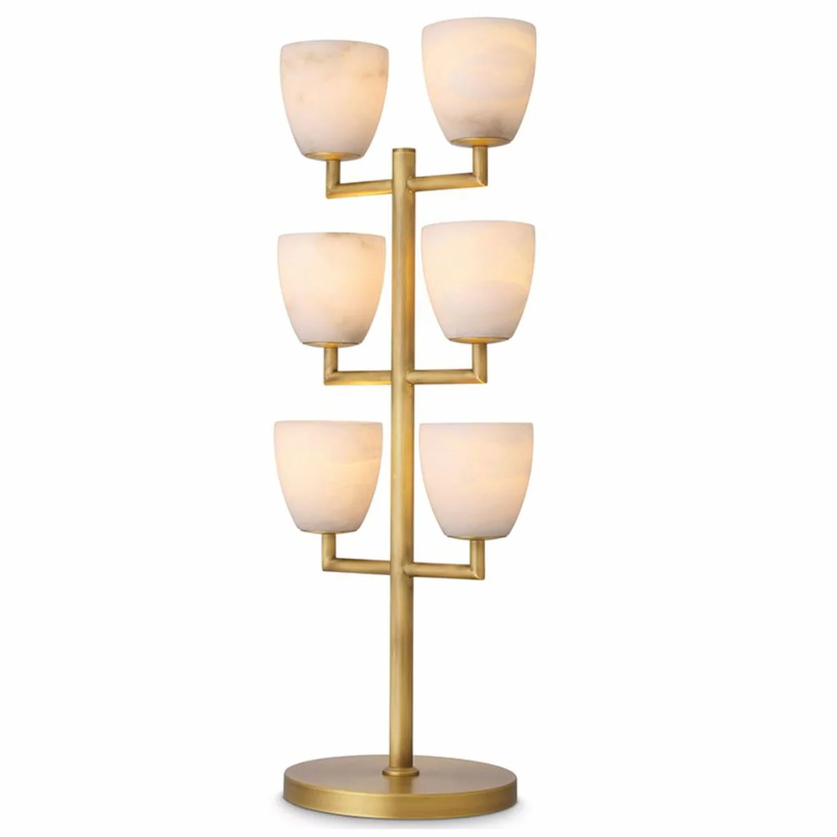 Casa Padrino L¨¢mpara de Mesa de Lujo Lat¨®n / Alabastro Al. 81 cm - L¨¢mparas de Lujo