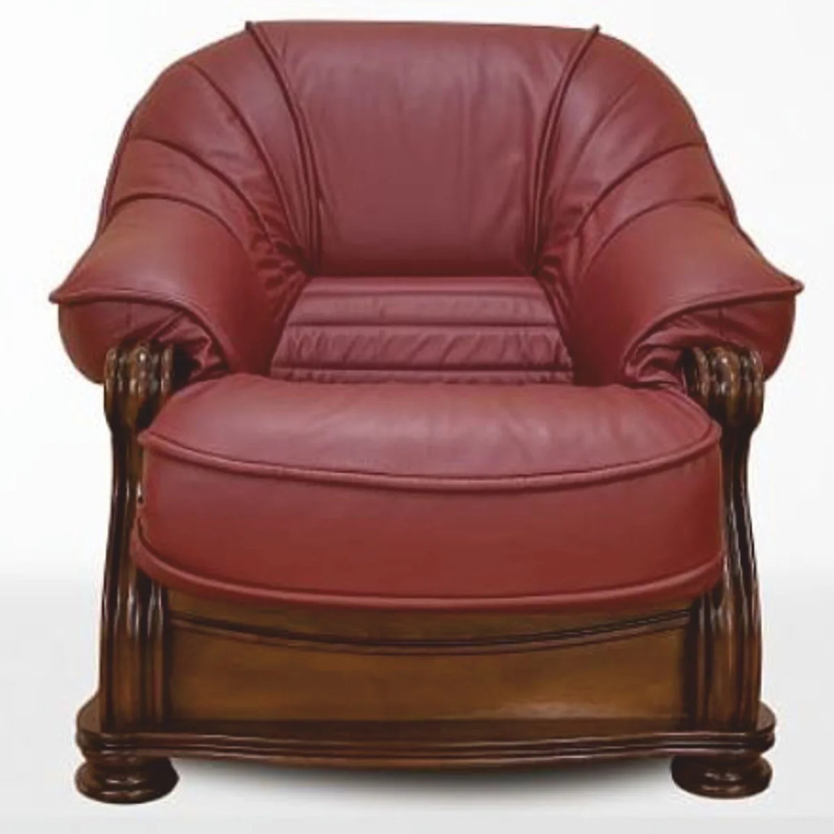 Casa Padrino Sill¨®n Barroco de Lujo de Cuero Rojo Burdeos / Marr¨®n - Muebles Barrocos