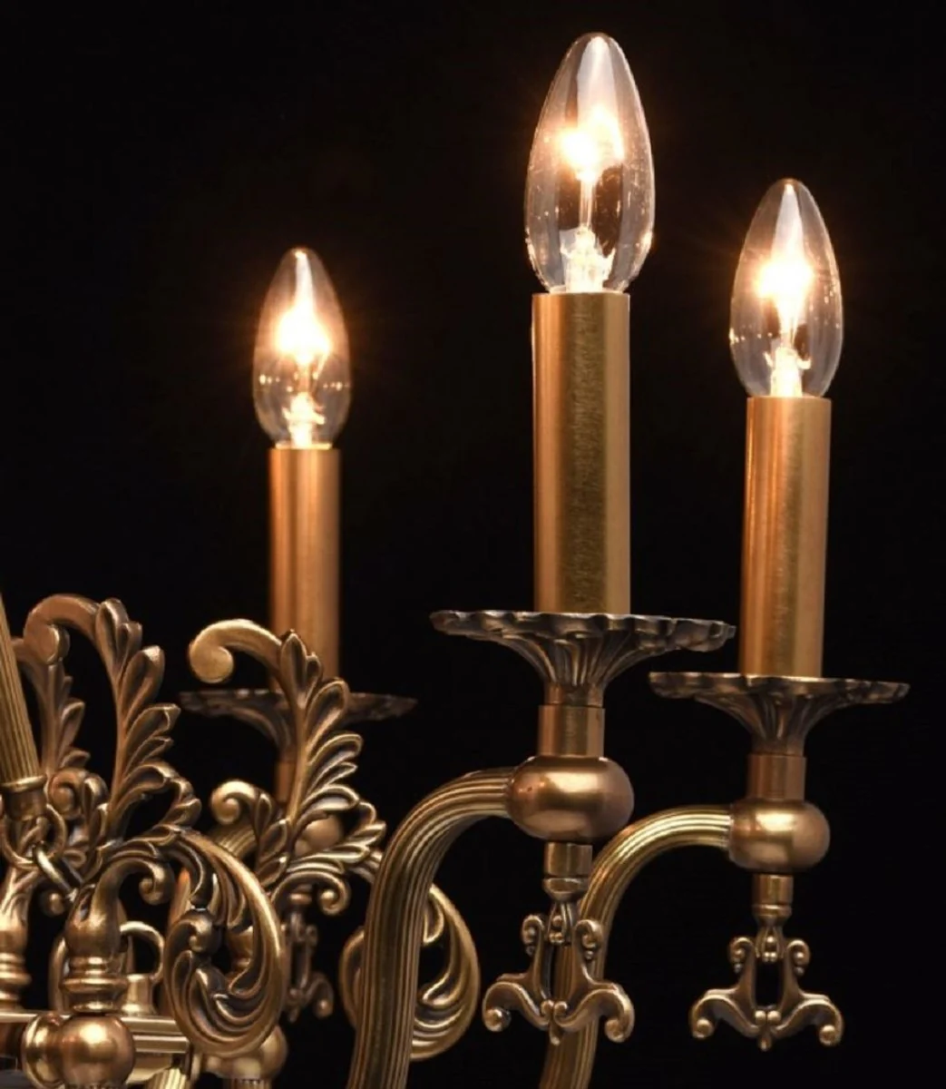 Casa Padrino araña de luces barroco de lujo bronce antiguo / negro Ø 105 x A. 205 cm - Magnífica araña de luces de salón en estilo barroco - Calidad de Lujo