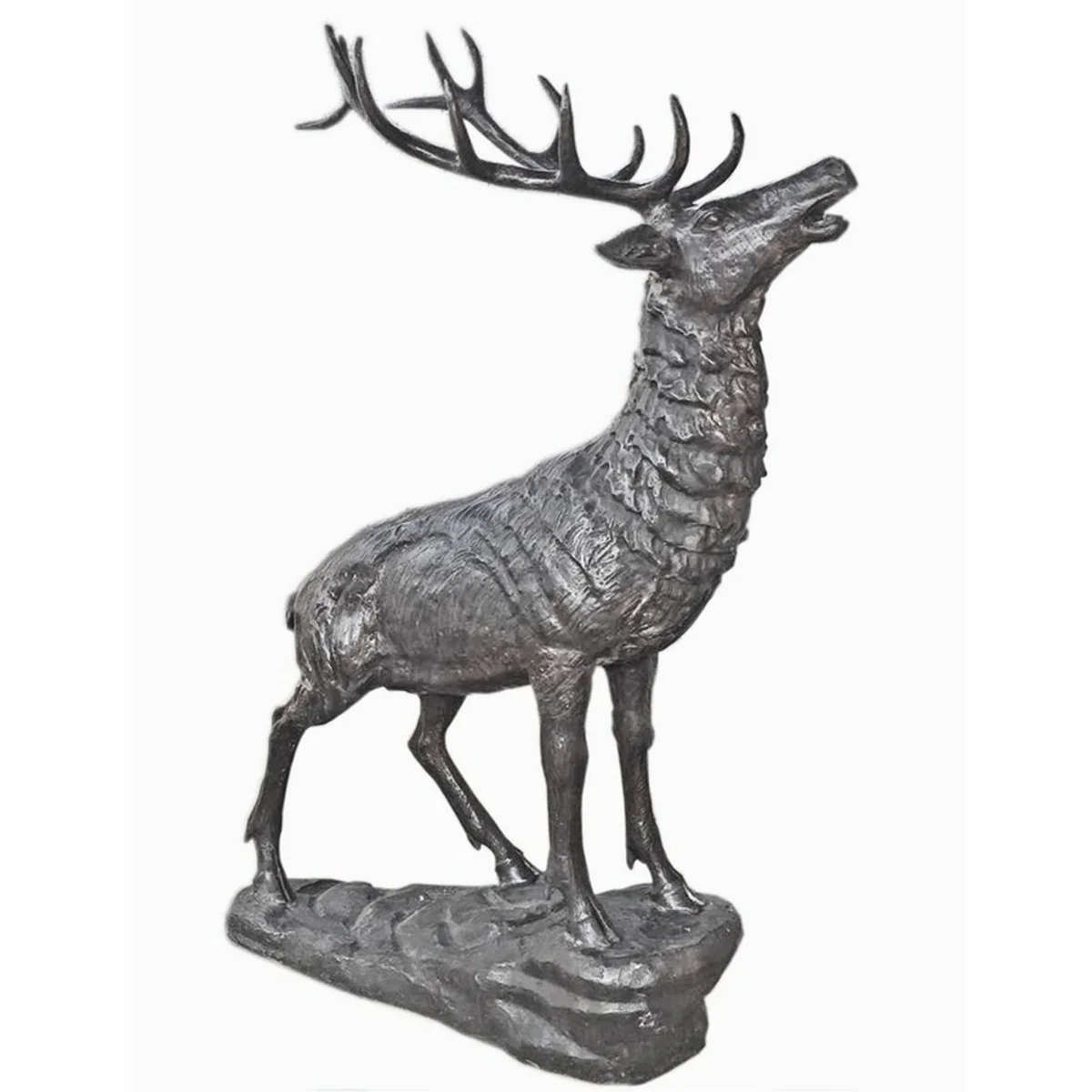 Casa Padrino Escultura XXL de Lat¨®n Decorativa de Jard¨ªn Ciervo Gris A. 177 cm - Figura de Jard¨ªn