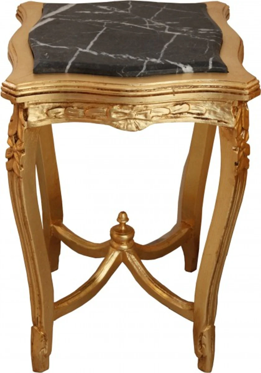 Casa Padrino Baroque side table with marble top Square Gold Mod W20 60 x 42 cm - Antique style