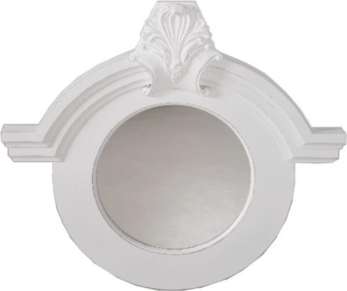 Casa Padrino Art Nouveau Antique Shabby Chic Wall Mirror Round White Antique Look 91 x 84 cm - baroque mirror