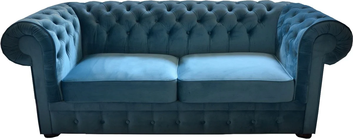 Sof¨¢ 2 plazas Chesterfield Casa Padrino en azul 160 x 90 x H. 78 cm - Sof¨¢ Chesterfield de lujo