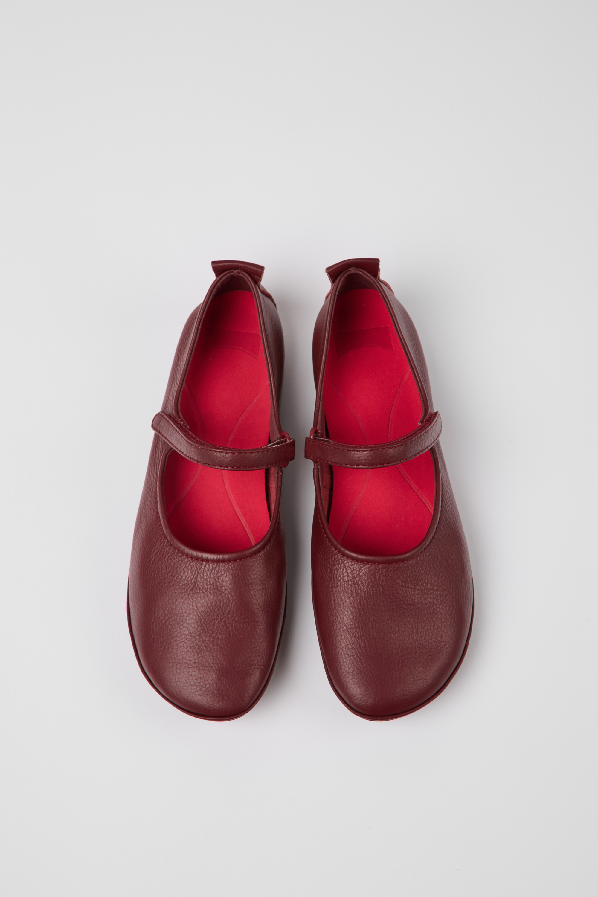 Right - Burgundy leather ballerina flats for women