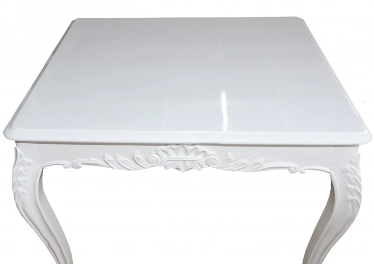 Casa Padrino Baroque dining table White 100 cm x 90 cm dining room table