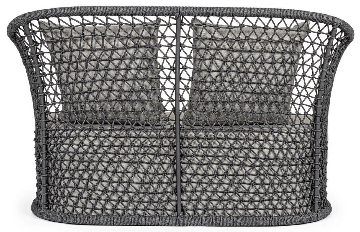 Casa Padrino sofá de jardín de lujo con cojíns gris / antracita 150 x 81 x A. 93 cm - Sofá de jardín y terraza resistente a la intemperie - Muebles de Jardín y Terraza
