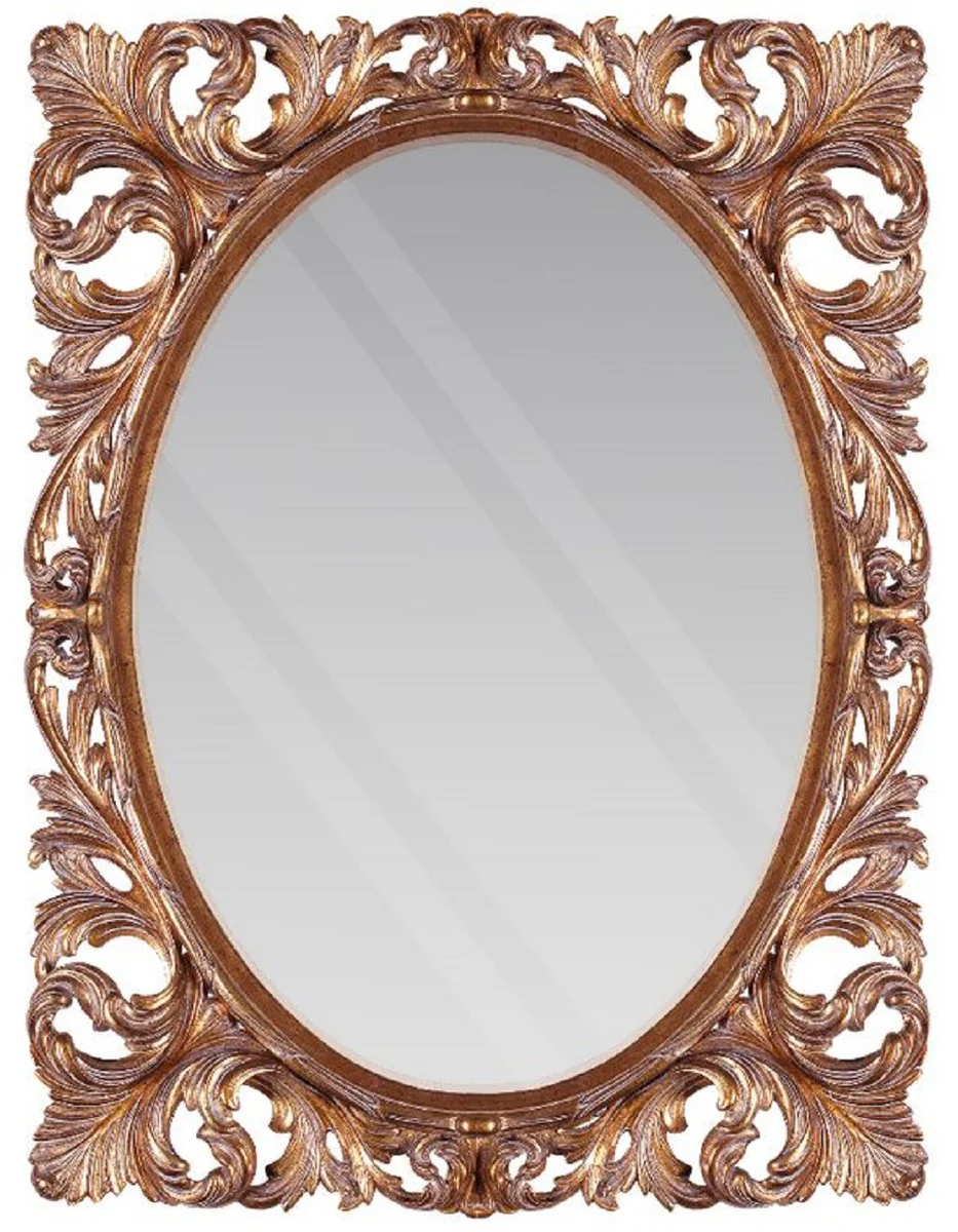 Casa Padrino espejo barroco cobre 92 x 6 x A. 123 cm - Espejo de pared tallado a mano en estilo barroco - Espejo de Armario - Espejo de Sal¨®n - Muebles Barrocos