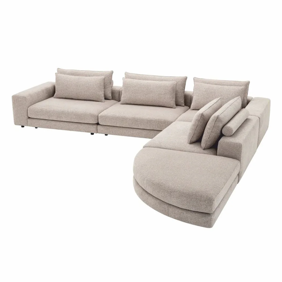 Casa Padrino Sof¨¢ Esquinero de Lujo Greige / Negro 388 x 360 cm - Sof¨¢ de Sal¨®n Modular - Muebles de Sal¨®n de Lujo