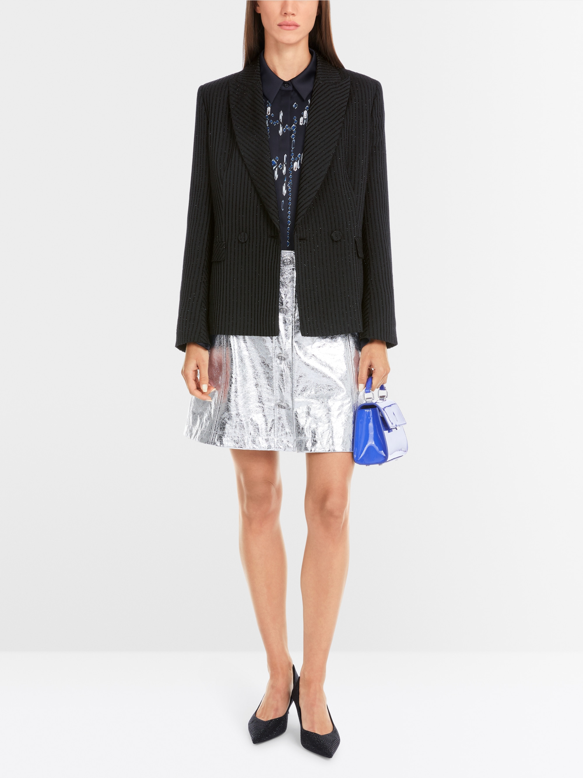 Marc-Cain Shiny blazer with tonal stripes