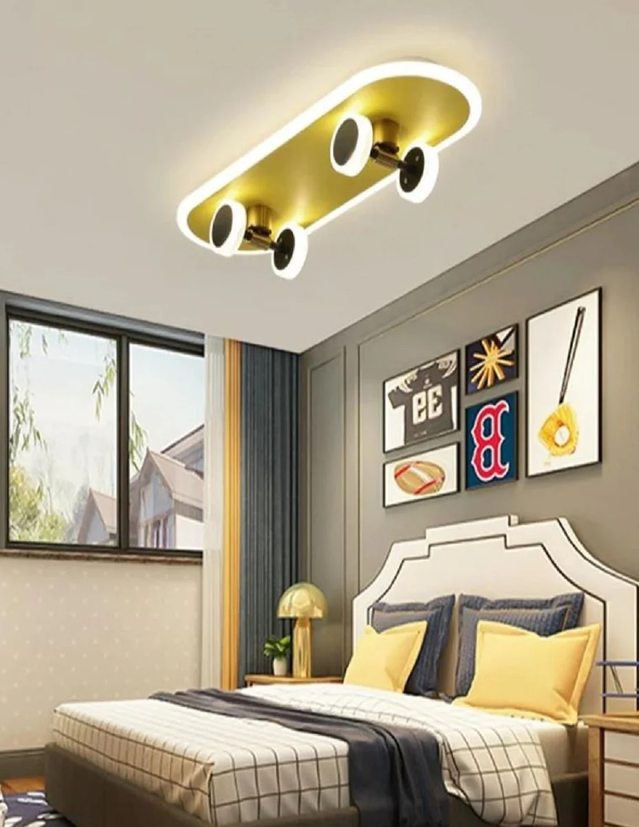 Casa Padrino lámpara de techo de lujo en forma de patineta oro 60 x 20 cm - Lámpara de techo de patineta LED - Lámparas de techo de lujo - Lámparas de techo de patineta - Interior de lujo