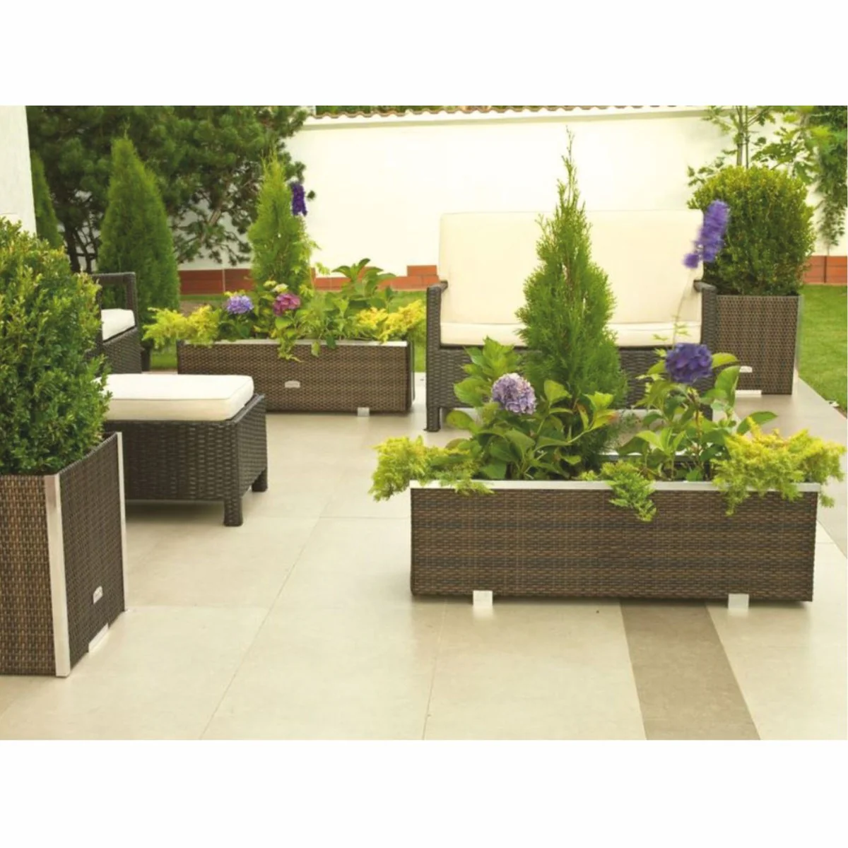 Casa Padrino maceta de lujo marr¨®n / plata 98 cm - Accesorios para jard¨ªn y terraza
