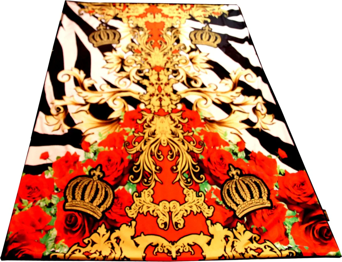 Manta de lujo Pomp??s de Casa Padrino Baroque Coronas y Rosas de Harald Gl??ckler con diamantes de imitaci¨®n