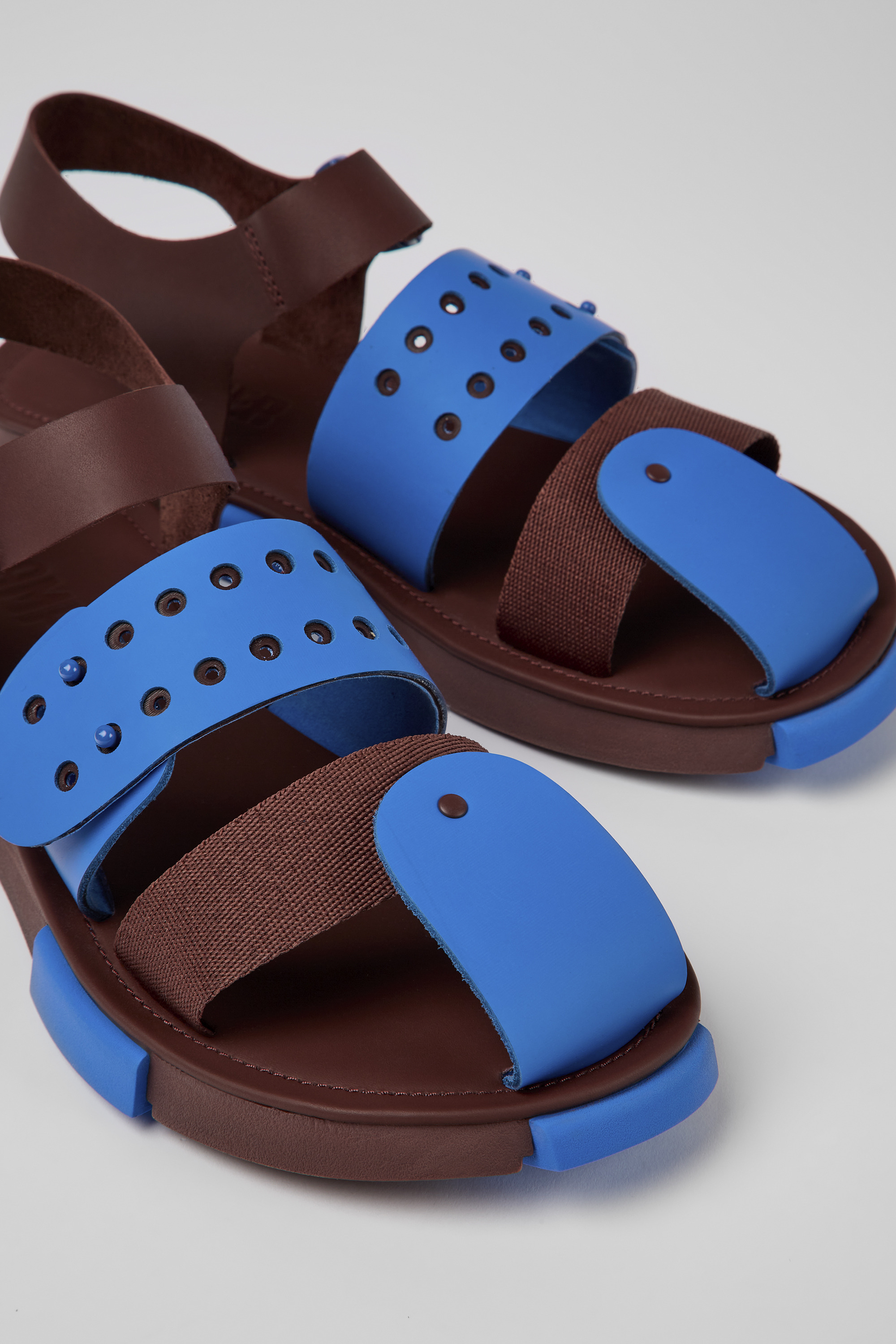 Set - Blue and burgundy leather sandals for men