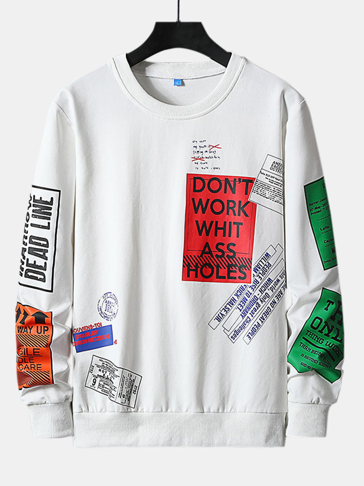 Slogan Label Print Sweatshirt