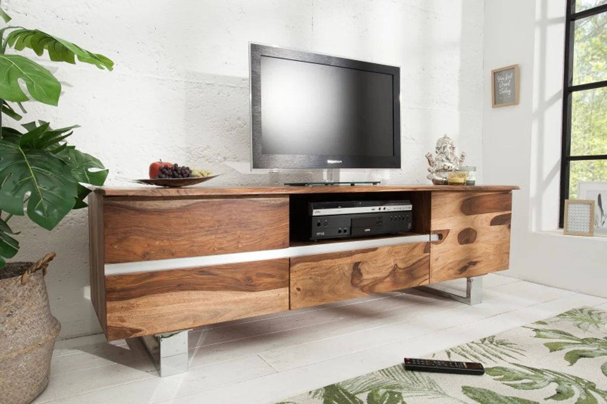 Casa Padrino Designer TV Cabinet Nature W.160cm x H.50cm x D.45cm - Aparador - Aparador - Madera maciza hecha a mano!