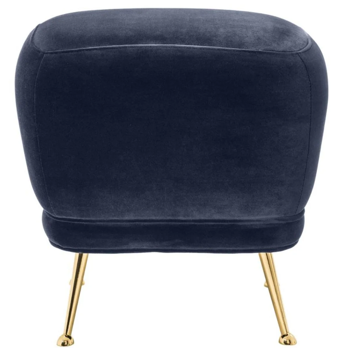 Casa Padrino taburete de terciopelo de lujo azul medianoche / latón 47 x 47 x H. 47 cm - Muebles de Lujo