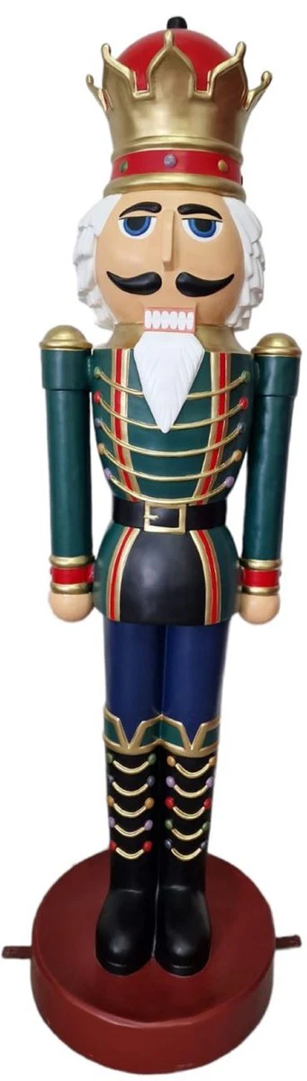 Casa Padrino escultura decorativa de lujo cascanueces rey multicolor A. 200 cm - Figura de decoración navideña de tamaño natural - Escultura navideña decorativa XXL - Figura XXL