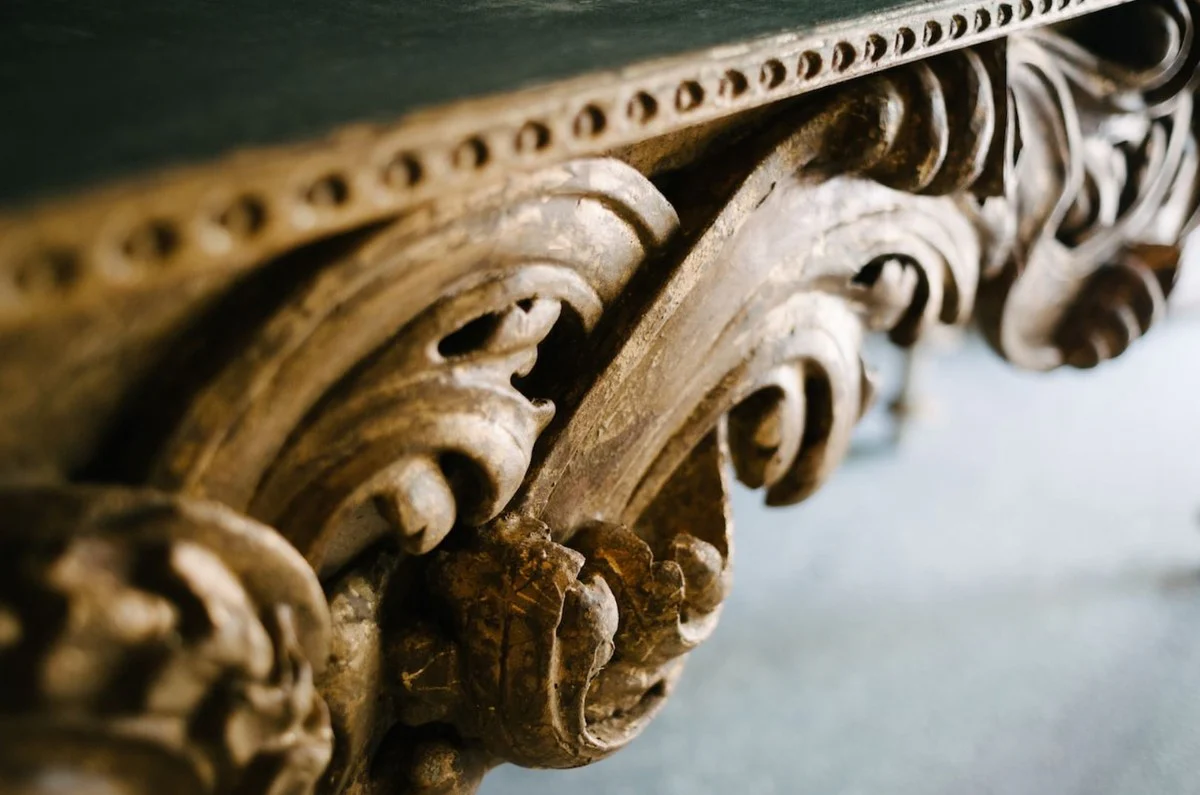 Casa Padrino consola barroco de lujo con encimera de mármol blanco antiguo / oro antiguo / negro 190 x 62 x H. 92 cm - Mesa Consola Hecho a Mano Estilo Antiguo