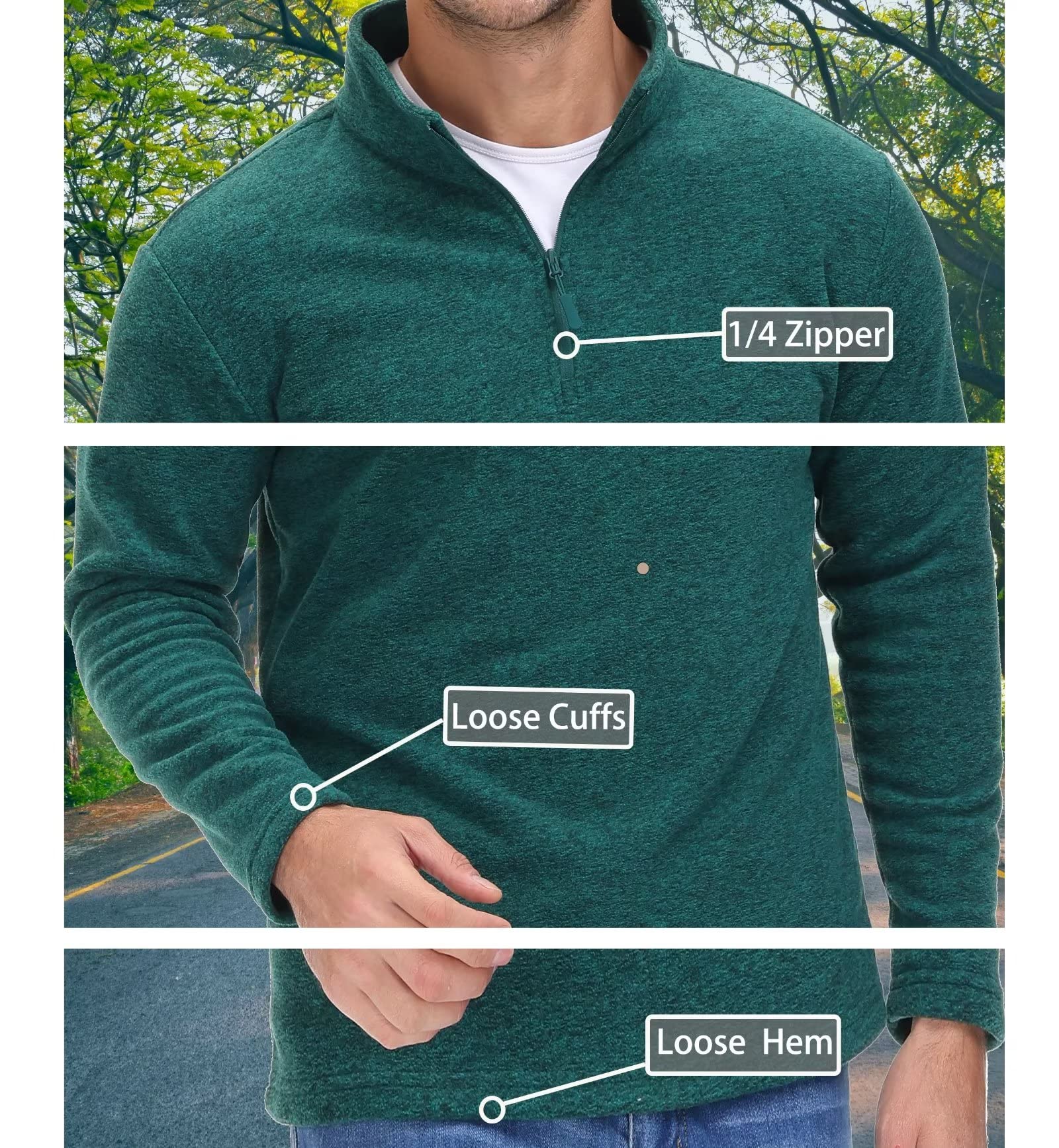 Men's Shirt 1/4 Zip Fleece Pullover Sweater Long Sleeve Sweatshirts Athletic Shirt