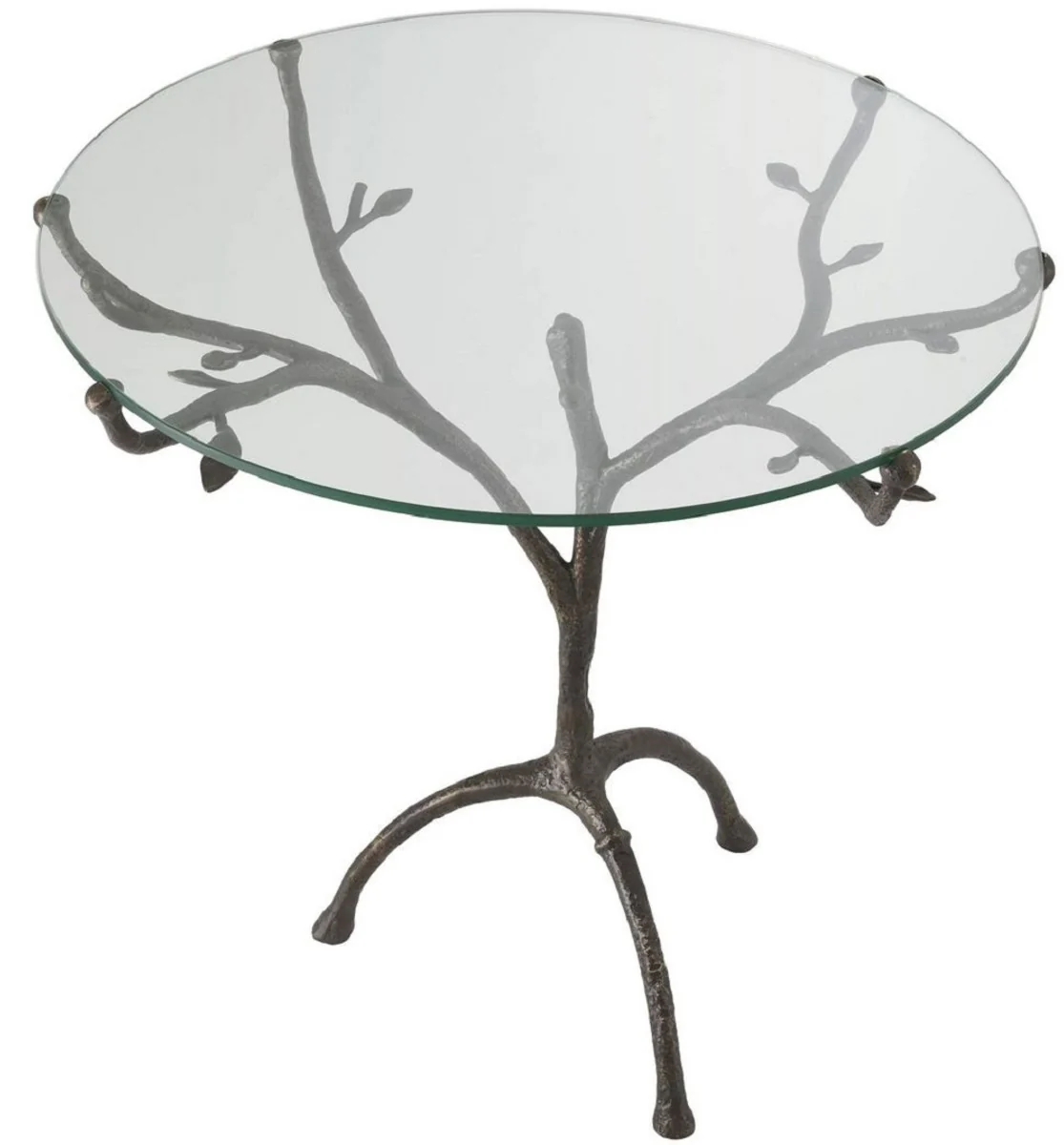 Casa Padrino mesa auxiliar de lujo bronce ? 79,5 x A. 75 cm - Mesa tr¨ªpode redonda de lat¨®n con tapa de vidrio - Muebles de sal¨®n - Colecci¨®n de Lujo